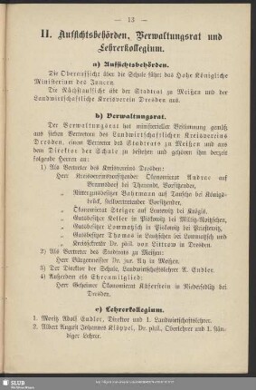 II. Aufsichtsbehörden, Verwaltungsrat und Lehrerkollegium