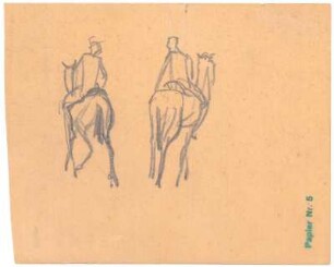 Studie zu zwei Reitern : Zwei Reiter von hinten dargestellt; Stempel unten rechts; Privatsammlung G. Kleinhempel