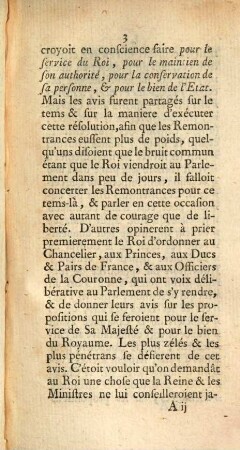 Recit de ce qui s'est passé en 1615 au sujet de l'invitation des Princes et des Pairs faite par le Parlement, tiré de l'Histoire de Louis XIII. par le Vassor, Tom. 2