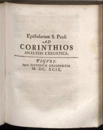 Epistolarum S. Pauli Ad Corinthios Analysis Exegetica