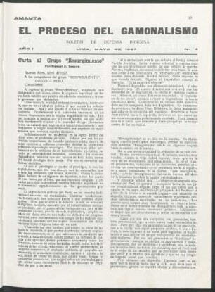 Carta al Grupo "Resurgimiento"
