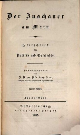 Der Zuschauer am Main : Zeitschrift für Politik und Geschichte, 1835