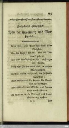 Funfzehntes Hauptstück. Von der Großmuth und Menschenliebe