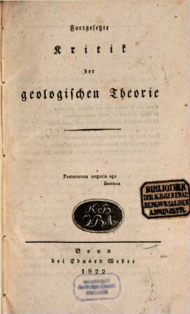 Fortgesetzte Kritik der geologischen Theorie