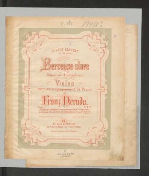 Berceuse slave daprès un chant polonais pour violon avec accomp. de piano : op. 11
