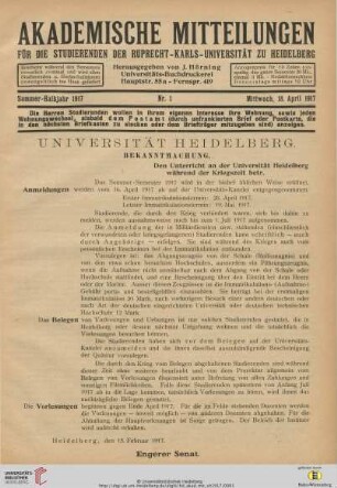 Nr. 1 (18. April 1917)
