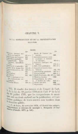 Chapitre V. De la reproduction et de la représentation illicites
