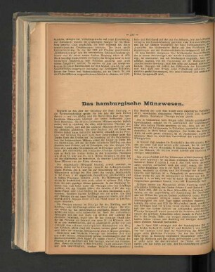 Das hamburgische Münzwesen.