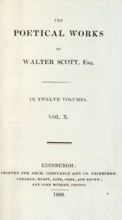 Vol. 10: The poetical works of Walter Scott, Esq.
