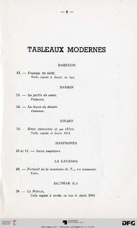 Tableaux modernes (Nr. 12-34)