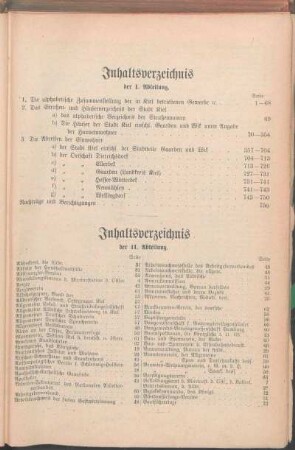 Inhaltsverzeichnis der II. Abteilung.