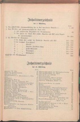 Inhaltsverzeichnis der II. Abteilung.