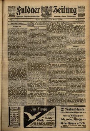 Zweite Ausgabe vom Donnerstag, den 11. November 1909.