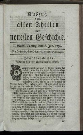 II. Nachl. Coburg, den 10. Jan. 1756.