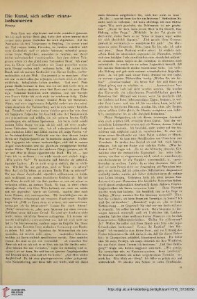 Die Kunst, sich selber einzubalsamieren