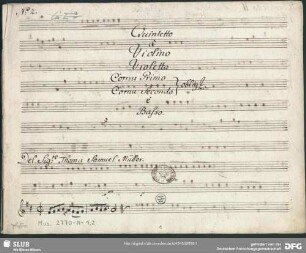 Quintets - Mus.2770-N-1,2 : vl, vla, b, cor (2) -D