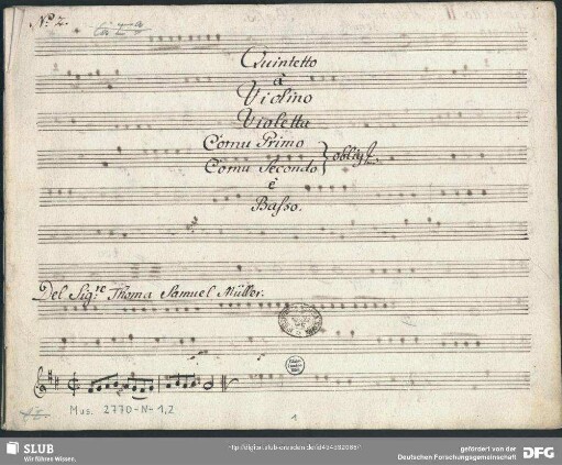 Quintets - Mus.2770-N-1,2 : vl, vla, b, cor (2) -D