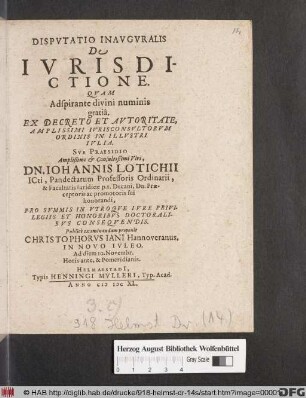 Disputatio Inauguralis De Iurisdictione