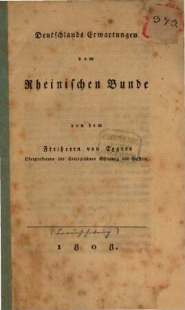 Deutschlands Erwartungen vom Rheinischen Bunde
