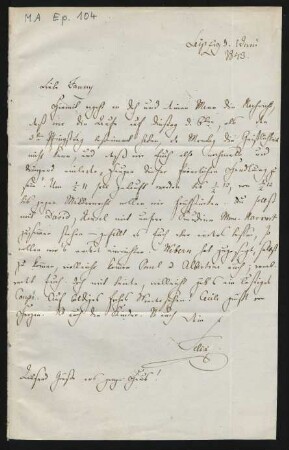 Brief an Fanny Hensel : 01.06.1843
