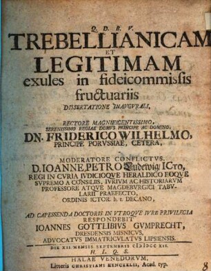 Trebellianicam et legitimam exules in fideicommissis fructuariis