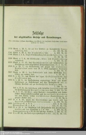 Zeitfolge der abgedruckten Gesetze und Verordnungen