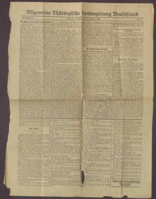 Ausgabe von "Allgemeine Thüringische Landeszeitung" vom 10.01.1922