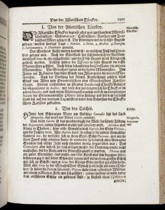 I. Von der Asiatischen Türckey.