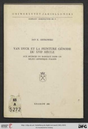 Van Dyck et la peinture Génoise du XVIIe siècle : aux sources du Baroque dans un milieu artistique italien