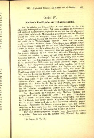 Capitel IV. Molière's Verhältniss zur Schauspielkunst.