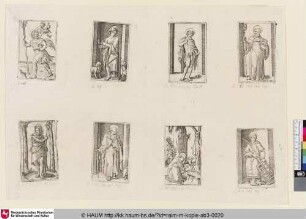 unten Mitte links: [St. Antoine le premier hermite; St. Antony th First Hermit; Hl. Antonius Abbas]