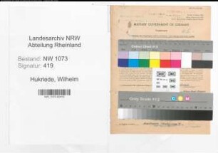 Entnazifizierung Wilhelm Hukriede , geb. 17.12.1901 (Ingenieur)