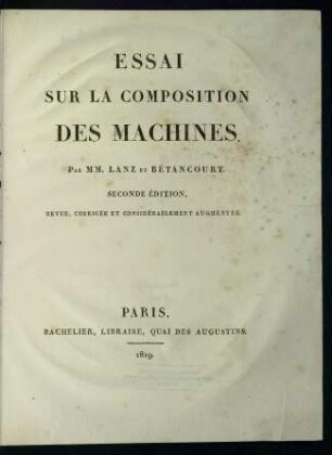 Essai sur la composition des machines