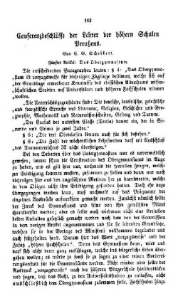 Conferenzbeschlüsse der Lehrer der höhern Schulen Preußens : fünfter Artikel ; das Obergymnasium