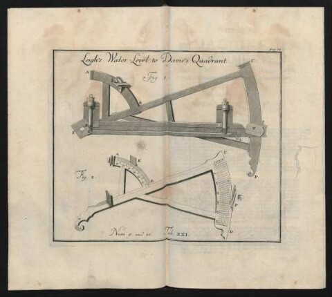 Leigh's Water-Level to Davis's Quadrant. Num. 9. und 10. Tab.XXI.