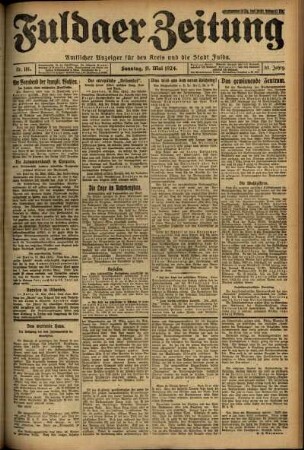 Erste Ausgabe vom Sonntag, den 11. Mai 1924.