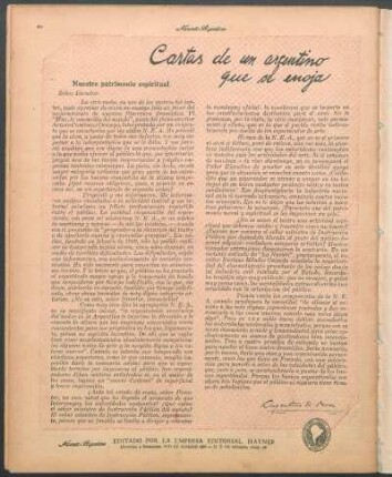 Cartas de un argentino que se enoja : Nuestro patrimonio espiritual
