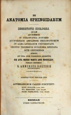De anatomia Sphingidarum : dissertatio zoologica