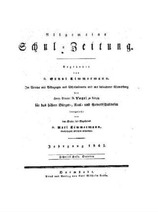 Titelblatt für October 1842 (Heft 156 - 173)