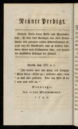 256-274, Neunte Predigt.