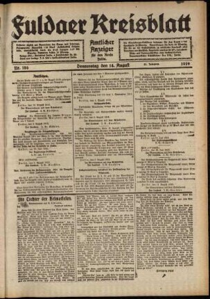 Ausgabe vom Donnerstag, den 14. August 1919.