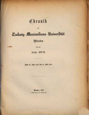 Chronik. 1871/72