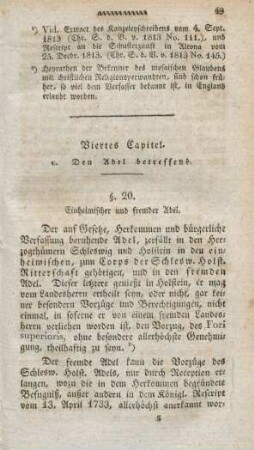 Viertes Capitel. c. Den Adel betreffend