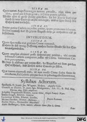 Syllabus Actorum.