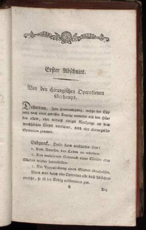 Erster Abschnitt. Von den chirurgischen Operationen überhaupt.