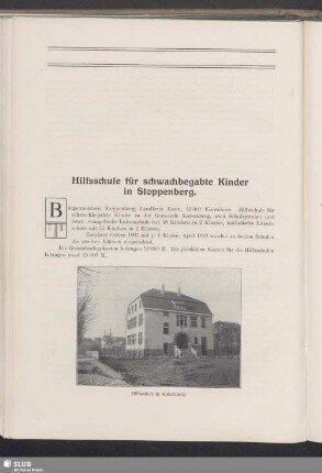 Hilfsschule für schwachbegabte Kinder in Stoppenberg