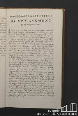 Avertissement De la première Édition.