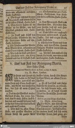 V. Auf das Fest der Reinigung Mariä, oder Licht-Meß
