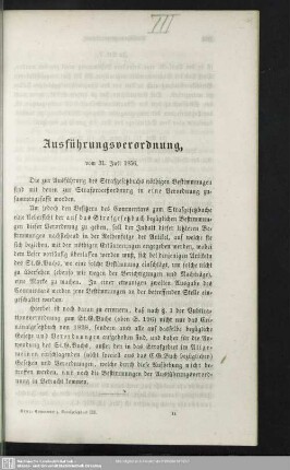 Ausführungsverordnung, vom 31. Juli 1856