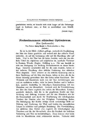 Frohschammers ethischer Optimus